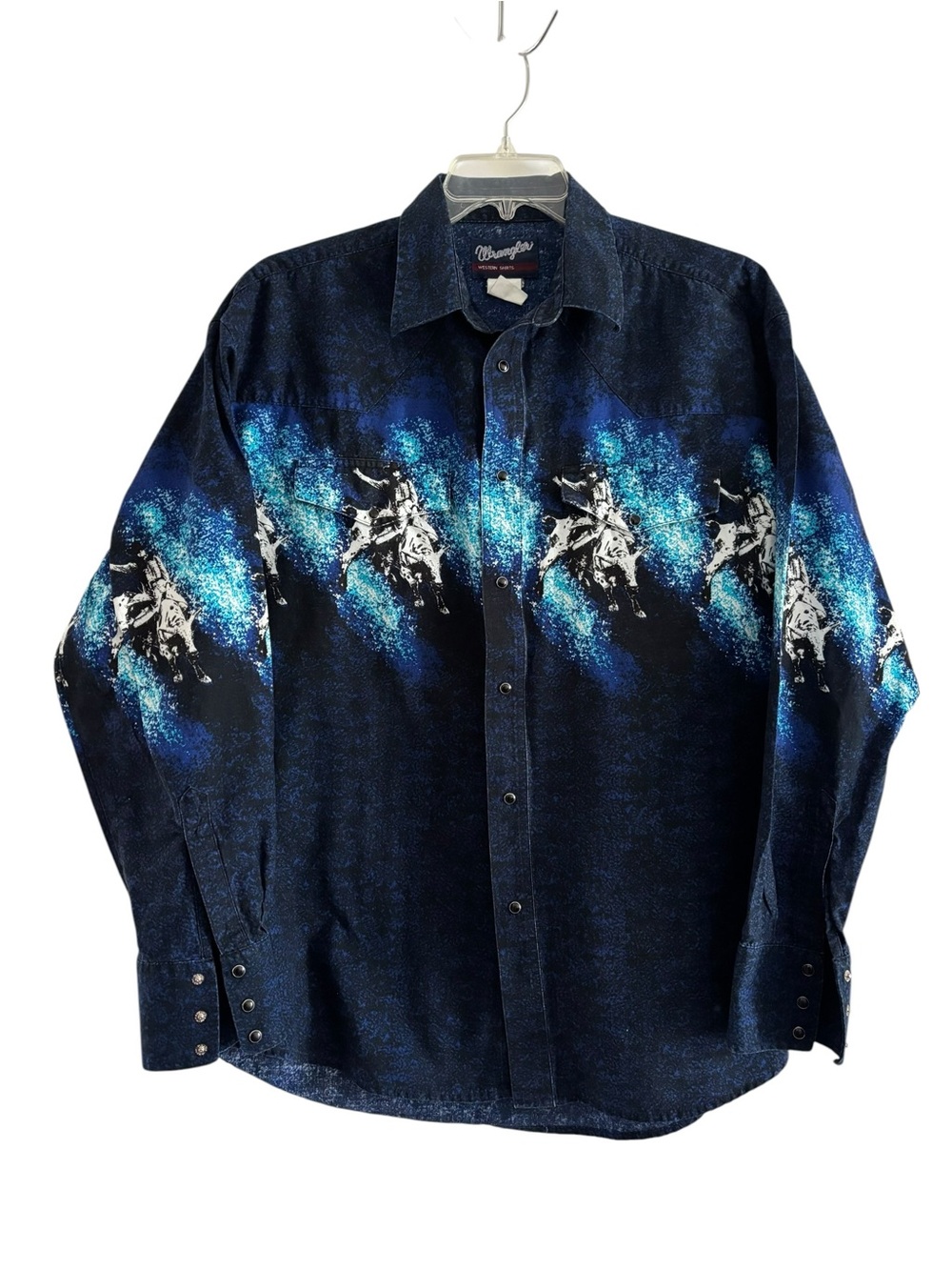 Wrangler XLG western black pearl snap long sleeve rodeo buck cowboy. - Picture 6 of 9